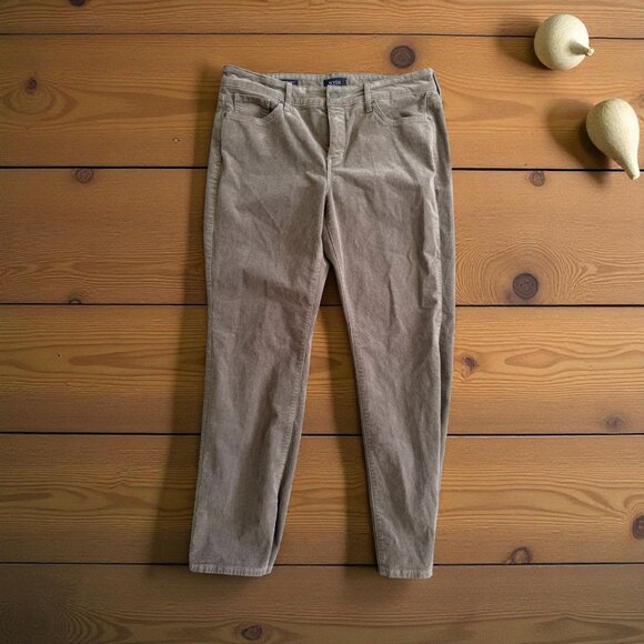 NYDJ Marilyn Straight Taupe Corduroy Lift x Tuck Pants Size 10 P - Picture 1 of 10